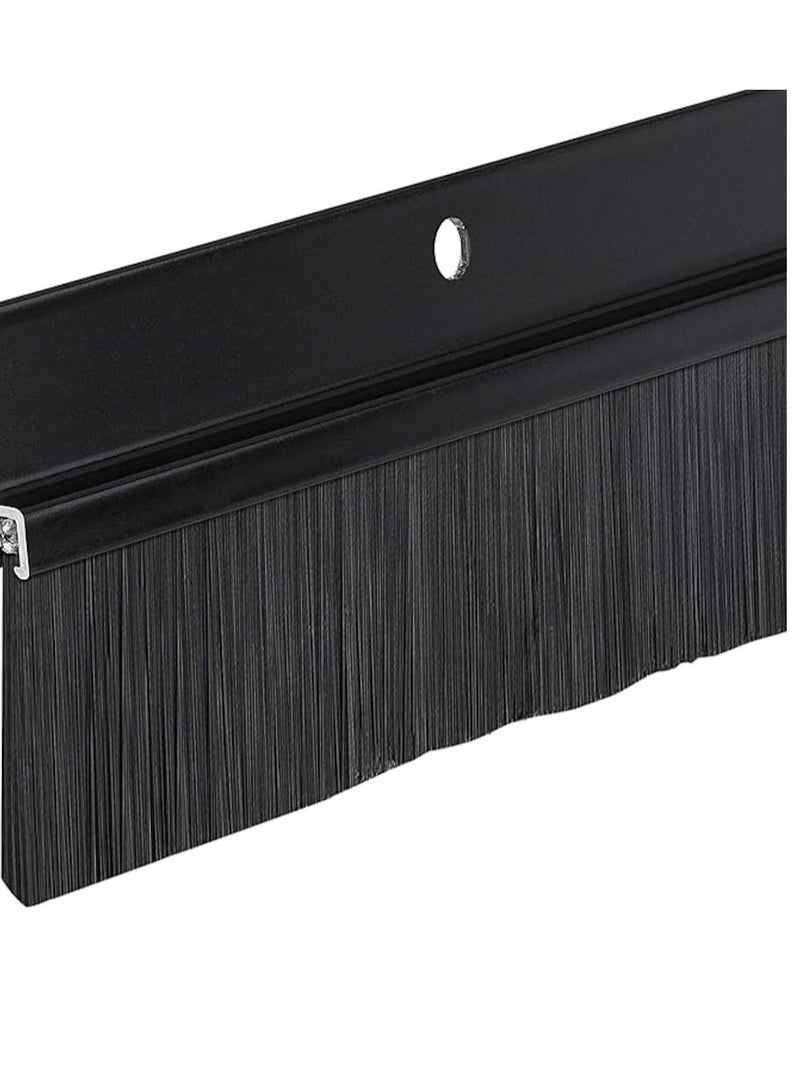 HASANAT ESSENTIALS Door Bottom Brush & Rubber Seal with Screw for Exterior/Interior Doors, Insulation Door Seal Sound Proof Under Door Draft Blocker- & Dust (120cm, Brush Black) - Image 1