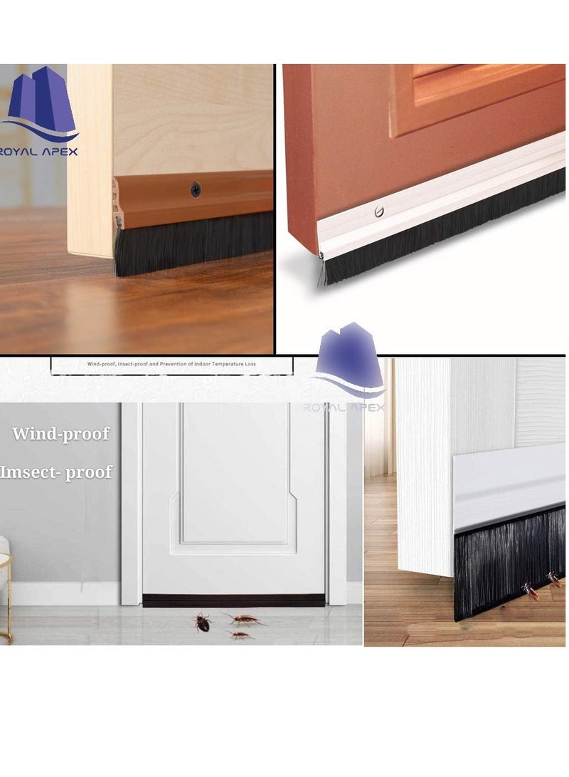 HASANAT ESSENTIALS Door Bottom Brush & Rubber Seal with Screw for Exterior/Interior Doors, Insulation Door Seal Sound Proof Under Door Draft Blocker- & Dust (120cm, Brush Black) - Image 3