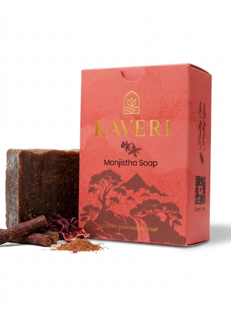 KAVERI Natural Manjistha Handmade Soap Bar – Radiance & Skin Balance with Manjistha Root Extract and Essential Oils, 110 g - Image 1