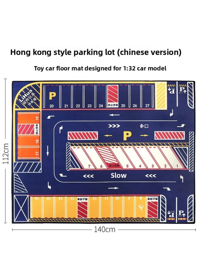 Children's Play House City Traffic Parking Lot Car Games Parking Non-slip Mat Washable Thick Mat-Color:Traditional Chinese 140*112 Hong Kong Wind Parking Lot - Image 1