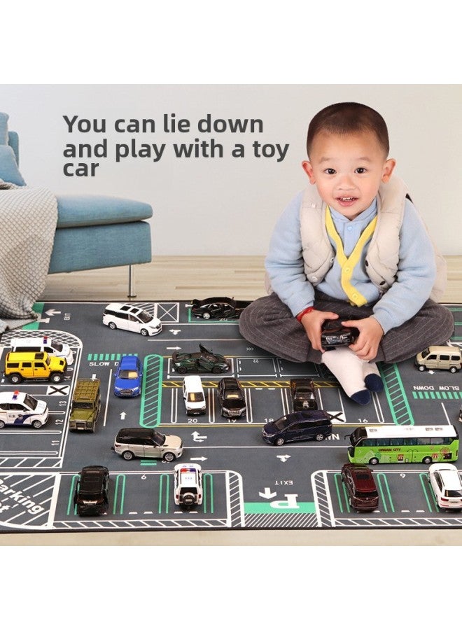 Children's Play House City Traffic Parking Lot Car Games Parking Non-slip Mat Washable Thick Mat-Color:Traditional Chinese 140*112 Hong Kong Wind Parking Lot - Image 2