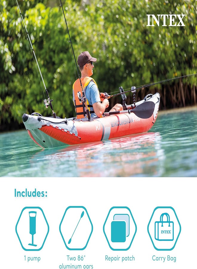 INTEX Excursion Pro Inflatable Kayak Series: Includes Deluxe 86in Kayak Paddles and High-Output Pump – SuperTough PVC – Adjustable Bucket Seat – Fishing Rod Holders – Grab Handles - Image 2