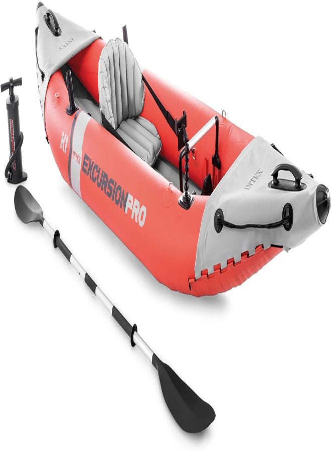 INTEX Excursion Pro Inflatable Kayak Series: Includes Deluxe 86in Kayak Paddles and High-Output Pump – SuperTough PVC – Adjustable Bucket Seat – Fishing Rod Holders – Grab Handles - Image 1