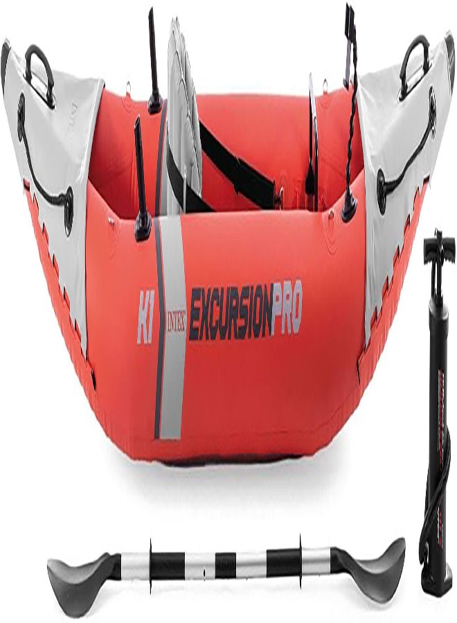 INTEX Excursion Pro Inflatable Kayak Series: Includes Deluxe 86in Kayak Paddles and High-Output Pump – SuperTough PVC – Adjustable Bucket Seat – Fishing Rod Holders – Grab Handles - Image 3
