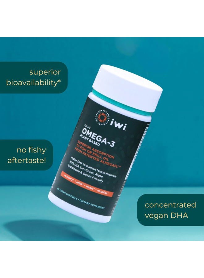 iwi life Vegan Omega 3 Sport - 60 Softgels I Algae Omega 3 Supplement with High DHA Omega-3 Fatty Acids, Plant Based Fish Oil Alternative, Support Normal Muscle Recovery, Strong Joints & Heart Health* - Image 4
