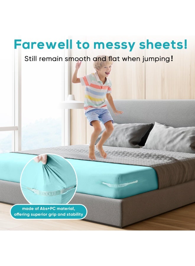Invisible Bed Sheet Holder Straps - Bed Sheet Holder with Frame  Clamps - Detachable Sheet Suspenders For Mattress, Strong Under-Mattress Grips To Keep Sheets Tight  Neat, Easy Storage Home Daily Use Clips - Upgraded Wide Elastic Straps Keep Sheets Tight  Secure, Fits All Mattress Sizes, Ideal Gift- White - Image 4