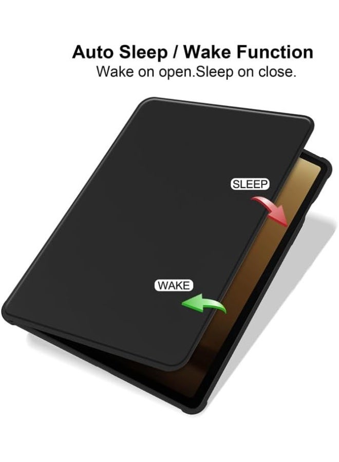 VKL Case for Samsung Galaxy Tab S10 Lite 10.9 inch 2025 Tablet Leather Case with Auto Wake/Sleep, 360° Rotating Stand Acrylic Clear Back Cover Built-in Pencil Holder (Black) - Image 2