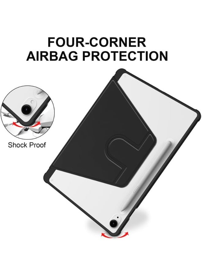 VKL Case for Samsung Galaxy Tab S10 Lite 10.9 inch 2025 Tablet Leather Case with Auto Wake/Sleep, 360° Rotating Stand Acrylic Clear Back Cover Built-in Pencil Holder (Black) - Image 5