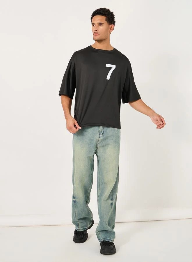 ستايلي Varsity Graphic Print Oversized T-Shirt