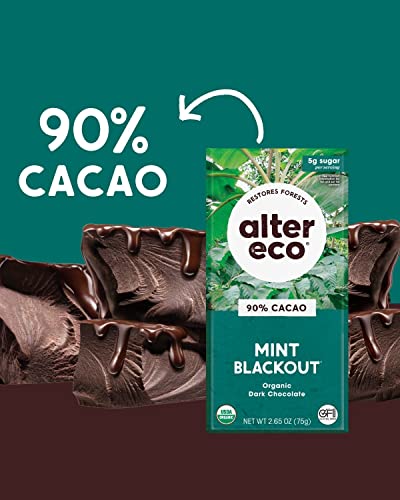 alter eco ألتر إيكو ألواح الشوكولاتة الداكنة كاكاو داكن نقي تجارة عادلة عضوي غير معدل وراثيًا خالي من الغلوتين نعناع بلاك آوت - Image 5