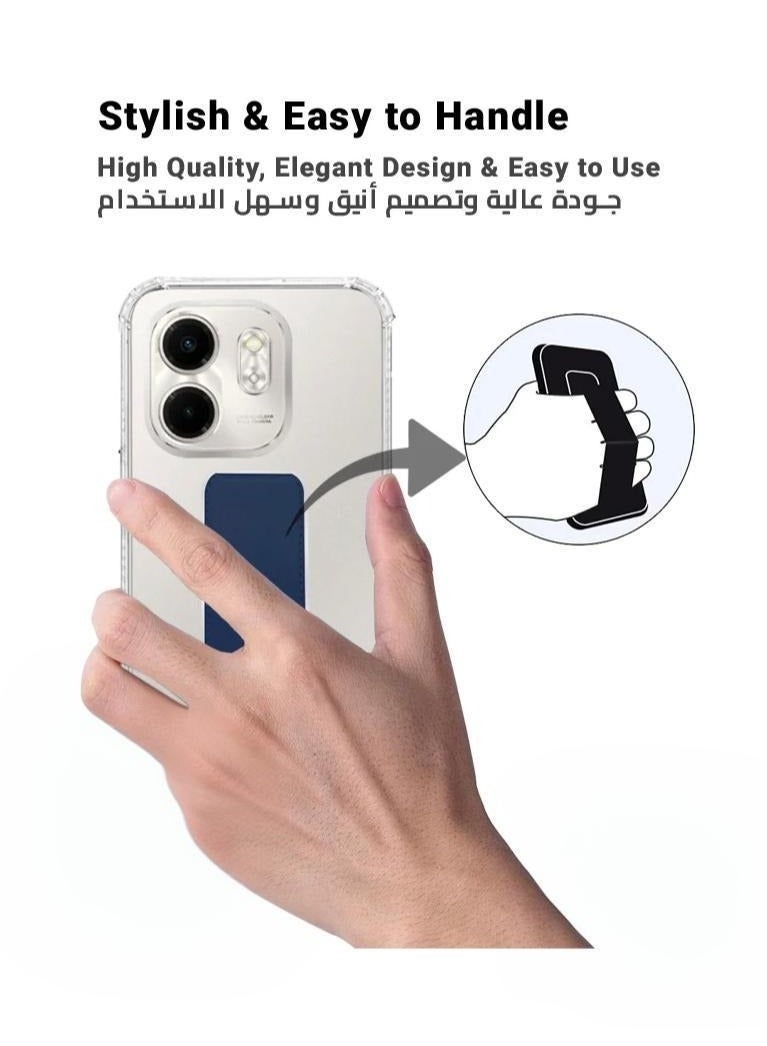 ARMOR Case Cover For Infinix Smart 9 With Magnetic Hand Grip 3 in 1 Clear / Blue - Image 3