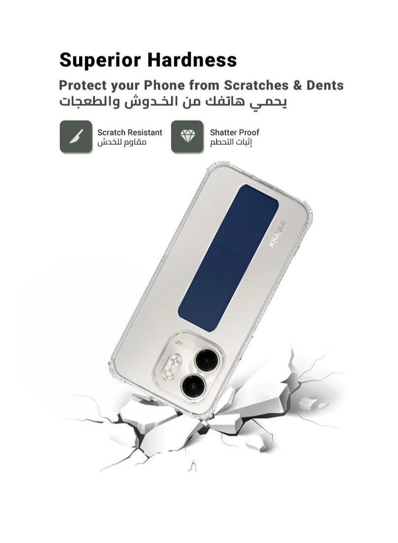 ARMOR Case Cover For Infinix Smart 9 With Magnetic Hand Grip 3 in 1 Clear / Blue - Image 4