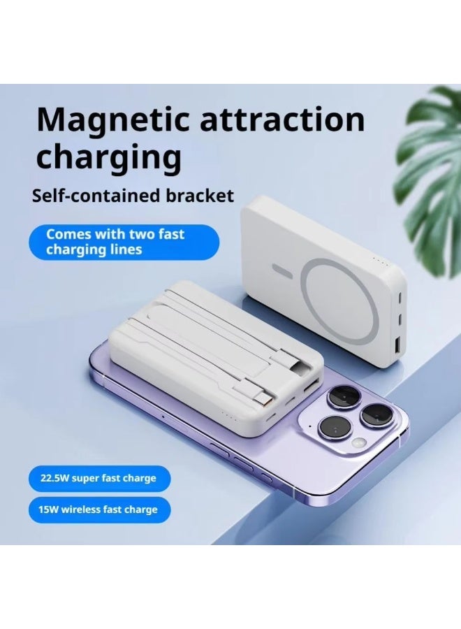Magsafe Slim 10000mAh Magnetic Wireless Power Bank With Stand and 2 Usb Cable | 22.5W Fast Charging Power Charger Type-C | Magsafe Magnetic Powerbank for iPhone Android - Image 3