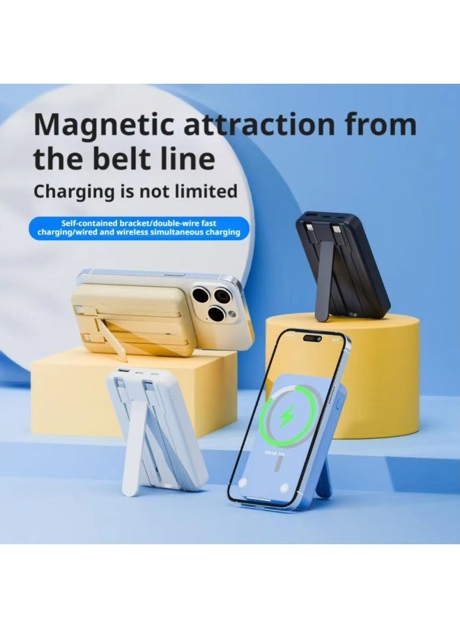 Magsafe Slim 10000mAh Magnetic Wireless Power Bank With Stand and 2 Usb Cable | 22.5W Fast Charging Power Charger Type-C | Magsafe Magnetic Powerbank for iPhone Android - Image 4