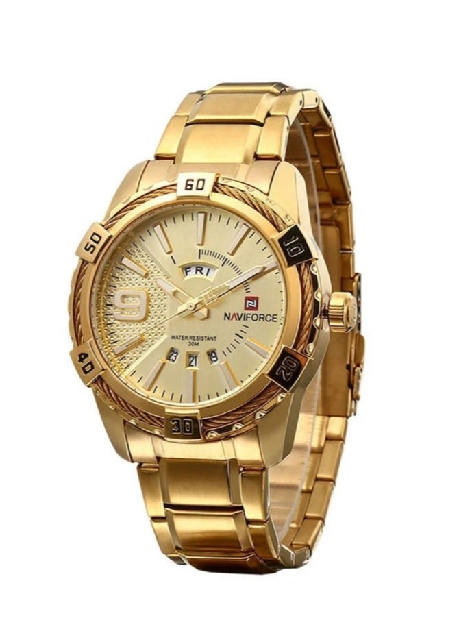 NAVIFORCE - Men's Water Resistant Analog Wrist Watch 9117 - 45 mm -Gold - Image 1
