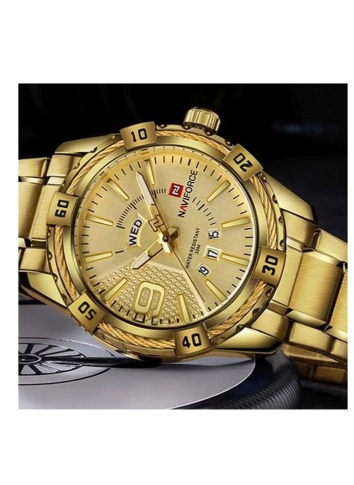 NAVIFORCE - Men's Water Resistant Analog Wrist Watch 9117 - 45 mm -Gold - Image 1