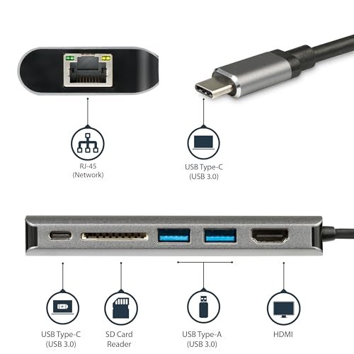 StarTech.com USB C Multiport Adapter, Portable USB-C Dock to 4K HDMI, 2-pt USB 3.0 Hub, SD/SDHC, GbE, 60W PD Pass-Through - USB Type-C/Thunderbolt 3 - REPLACED BY DKT30CSDHPD3 (DKT30CSDHPD) - Image 3