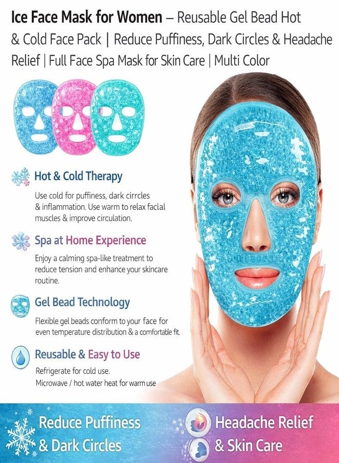 Reusable Ice Gel Face Mask – Hot & Cold Therapy Full Face Pack for Puffy Eyes Dark Circles Headache Relief & Skin Care – Cooling Gel Mask for Men & Women - Image 4