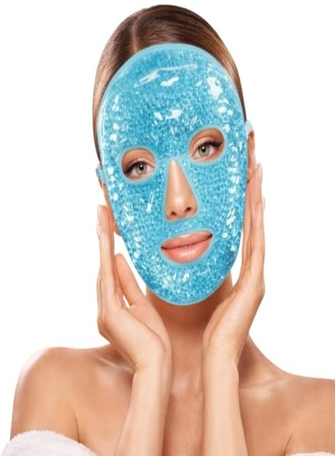 Reusable Ice Gel Face Mask – Hot & Cold Therapy Full Face Pack for Puffy Eyes Dark Circles Headache Relief & Skin Care – Cooling Gel Mask for Men & Women - Image 1