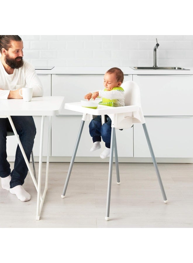 Multifunctional Portable Adjustable Feeding High Chair With Safety Belt And Dining Tray Age: 6 Months - 5 Years Color: White - Image 2