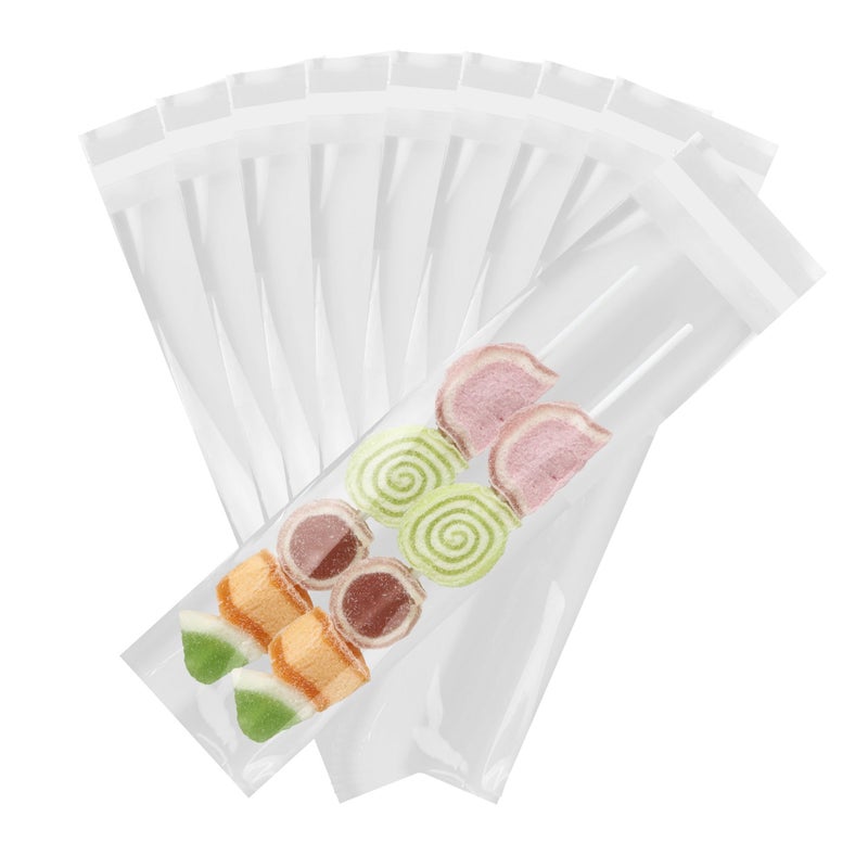 iMailer - 200 Pcs -3" x 11" Pretzel Bags Self Adhesive-Self Sealing Cellophane Bags,Prezetels Individual Sticks Bags Food Safe Bags for Chocolate, Candies, Cookies - Image 1