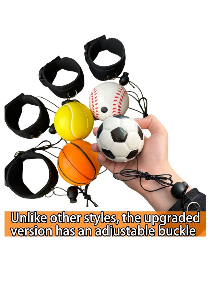 MAGIC VAULT - 4 Pcs Wrist Bounce Ball on Elastic Rope Wrist Ball with Elastic Rope Spring Ball with Elastic Rope for Kids Adults Wrist Exercise - Image 1