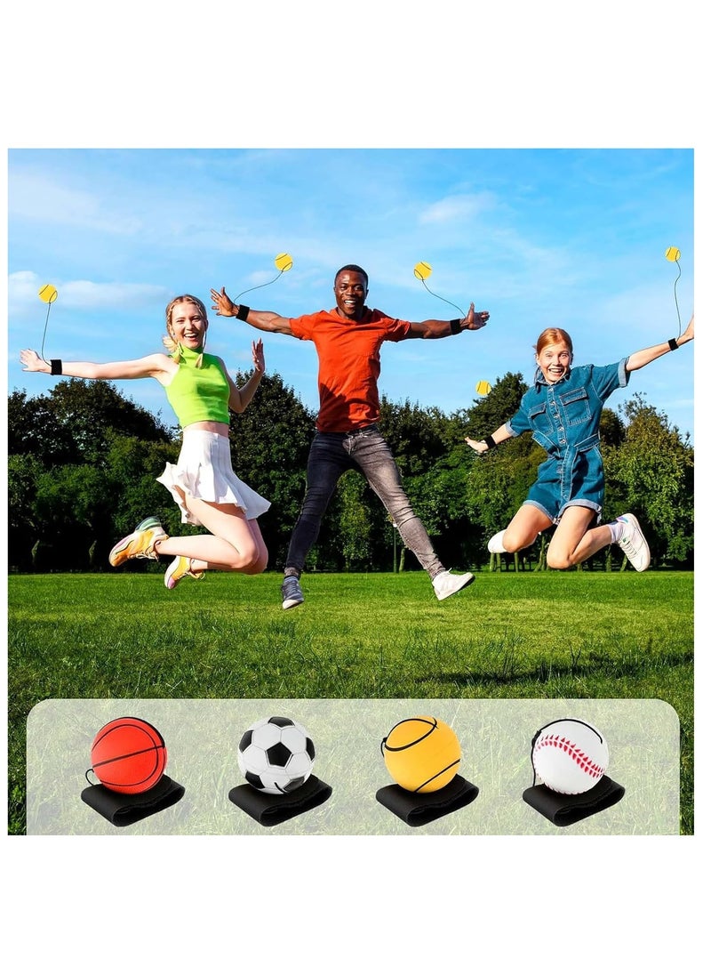 MAGIC VAULT - 4 Pcs Wrist Bounce Ball on Elastic Rope Wrist Ball with Elastic Rope Spring Ball with Elastic Rope for Kids Adults Wrist Exercise - Image 1