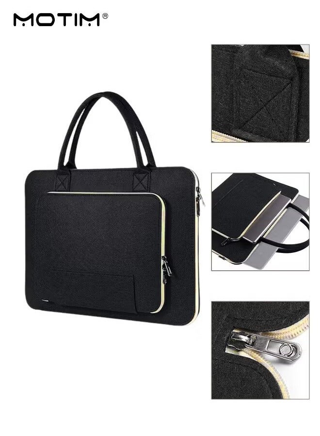 Motim 15.6 Inch Laptop Bag, Lightweight Computer Bag, Handle Wool Felt Business Handbag Briefcase for Lenovo, HP, Dell, Apple Computers, for Men and Women Work Office - Image 1