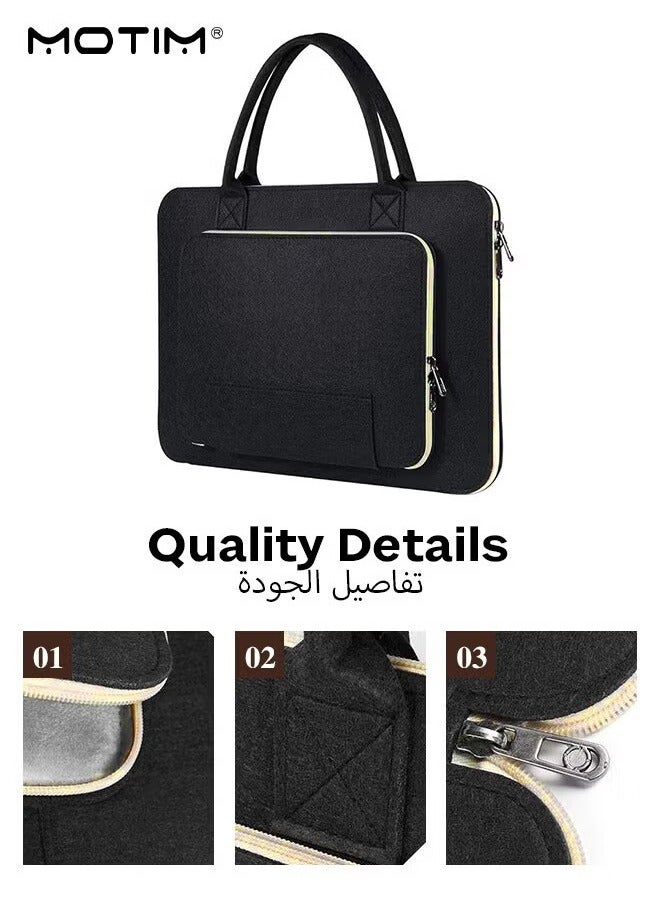 Motim 15.6 Inch Laptop Bag, Lightweight Computer Bag, Handle Wool Felt Business Handbag Briefcase for Lenovo, HP, Dell, Apple Computers, for Men and Women Work Office - Image 2