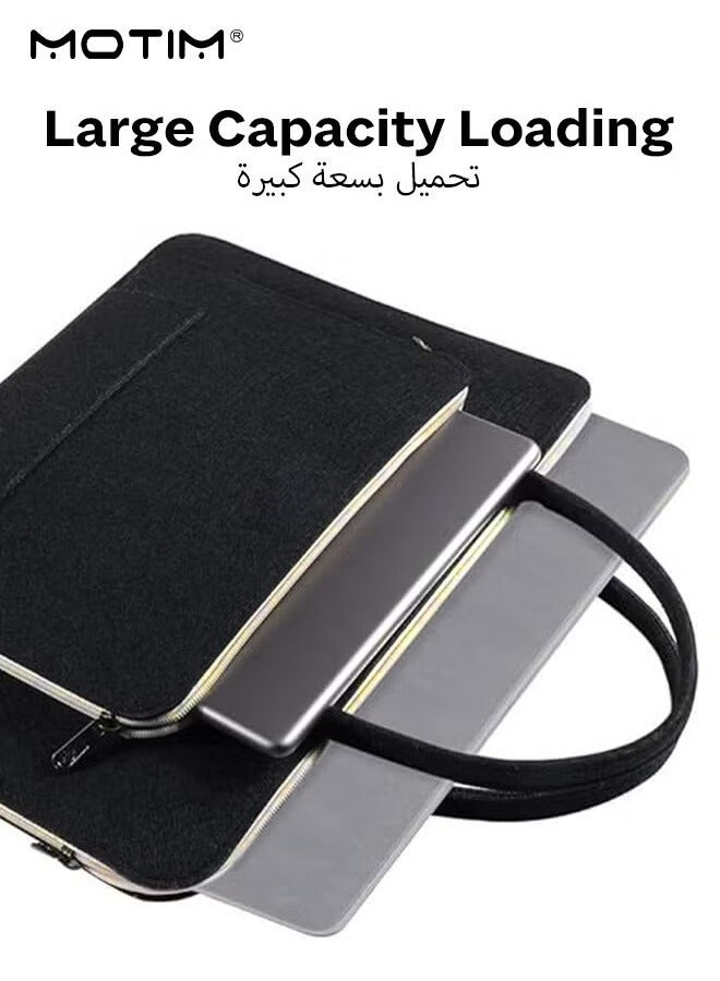 Motim 15.6 Inch Laptop Bag, Lightweight Computer Bag, Handle Wool Felt Business Handbag Briefcase for Lenovo, HP, Dell, Apple Computers, for Men and Women Work Office - Image 3