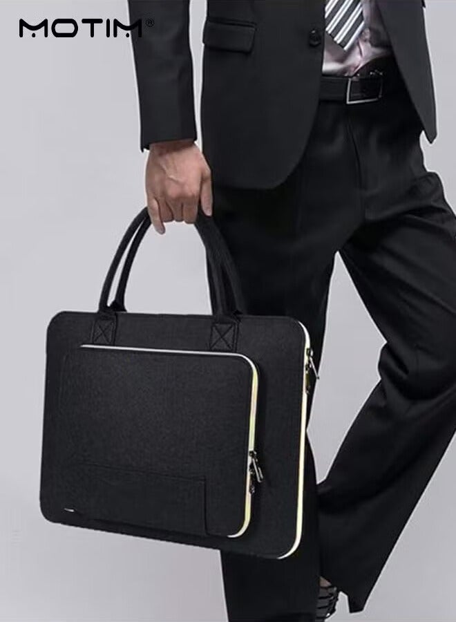 Motim 15.6 Inch Laptop Bag, Lightweight Computer Bag, Handle Wool Felt Business Handbag Briefcase for Lenovo, HP, Dell, Apple Computers, for Men and Women Work Office - Image 4