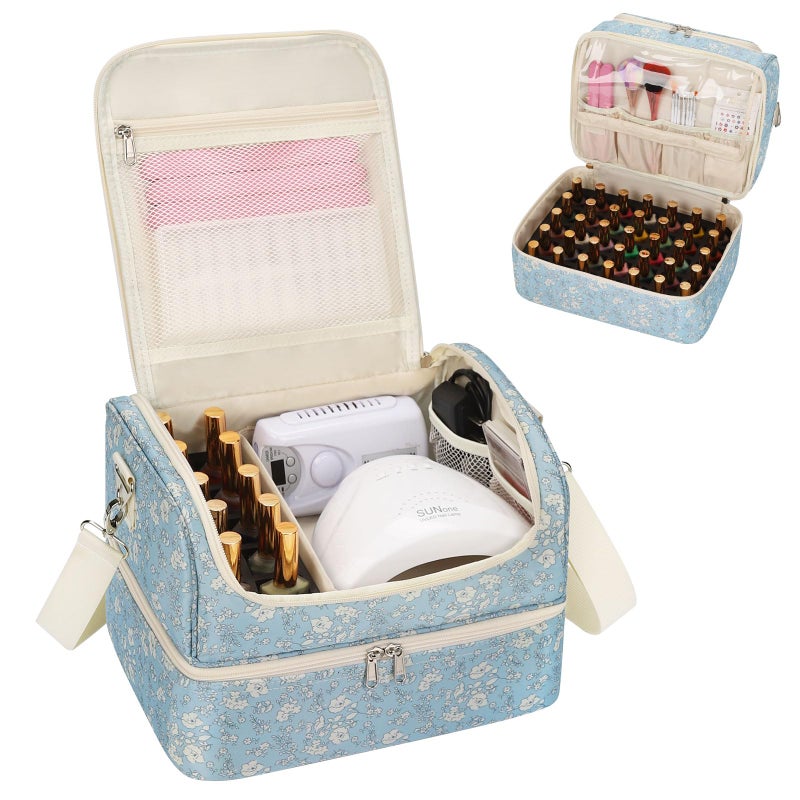 CUBETASTIC Nail Polish Organizer, Nail Supplies Storage Case Holds 45 Bottles Nail Polish & Nail Lamp, Travel Nail Tech Carrying Bag, Nail Kit Bag For Nail Stuff & Manicure Tools - Image 1