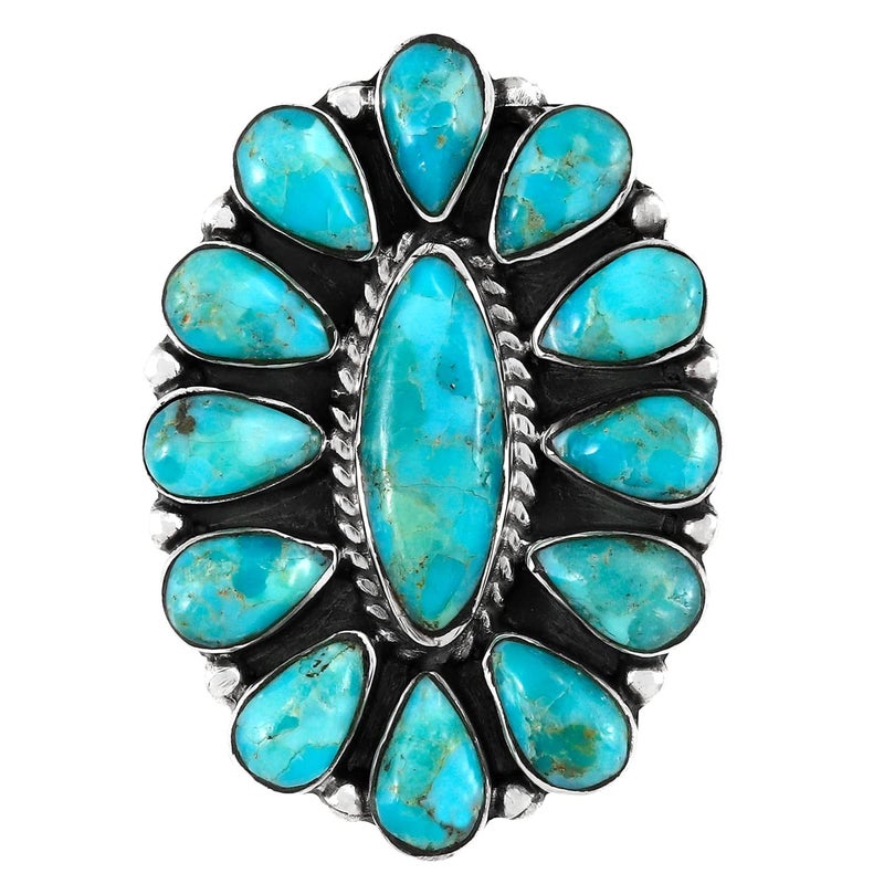 Turquoise Network Southwest Style Ring Sterling Silver Genuine Gemstones & Gemstones (Turquoise, 7) - Image 3