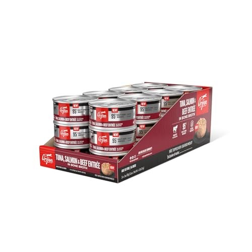 ORIJEN Premium Pate Wet Cat Food in Bone Broth Tuna Salmon & Beef Entrée 3oz Cans (24 Count) - Image 1