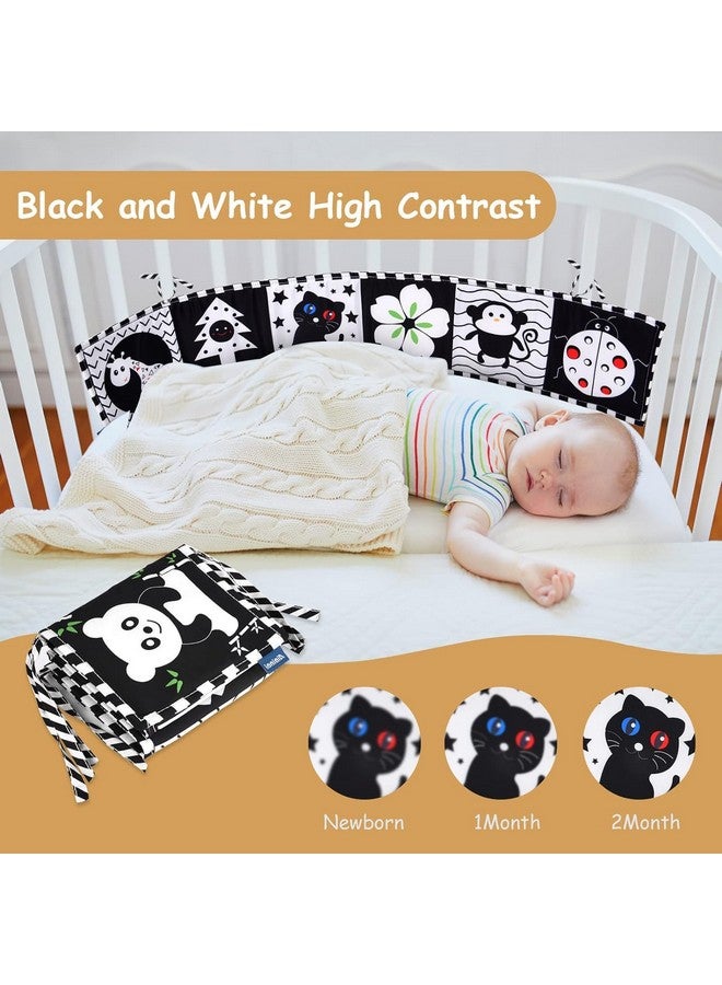 KolorFish Black and White Cloth Books High Contrast Baby Toys, 0-6 6-12 Months Soft Baby Book,Infant Tummy Time Toys,Baby Activity Crinkle Folding Educational Activity Suitable for Boys Girls (Bear) - Image 4