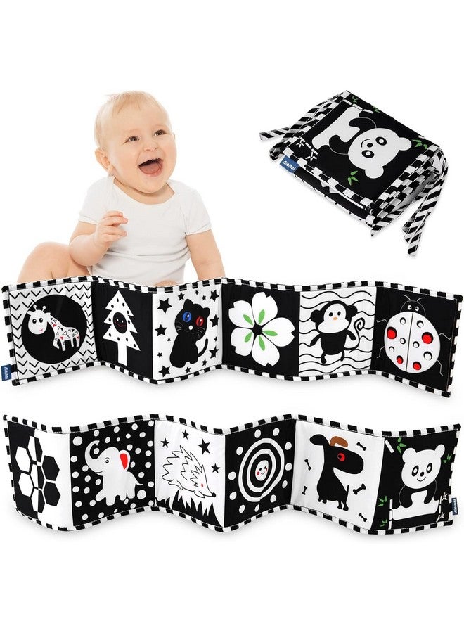 KolorFish Black and White Cloth Books High Contrast Baby Toys, 0-6 6-12 Months Soft Baby Book,Infant Tummy Time Toys,Baby Activity Crinkle Folding Educational Activity Suitable for Boys Girls (Bear) - Image 1