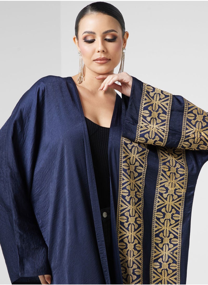 hayas closet - Embroidered Button Detailed Abaya - Image 1