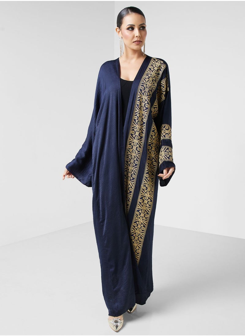 hayas closet - Embroidered Button Detailed Abaya - Image 1