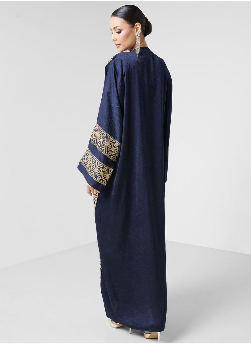 hayas closet - Embroidered Button Detailed Abaya - Image 1