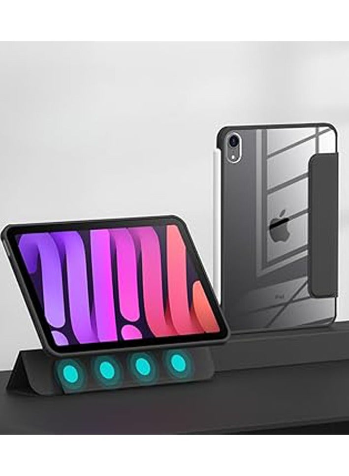 غلاف واضح لجهاز iPad Mini 7 (2024)، غلاف ذكي متعدد الوظائف ثلاثي الطي بتقنية المغناطيسية مع وظيفة النوم/الاستيقاظ التلقائي ومشبك مغناطيسي، غلاف واقي مقاوم للسقوط وصديق للأطفال.