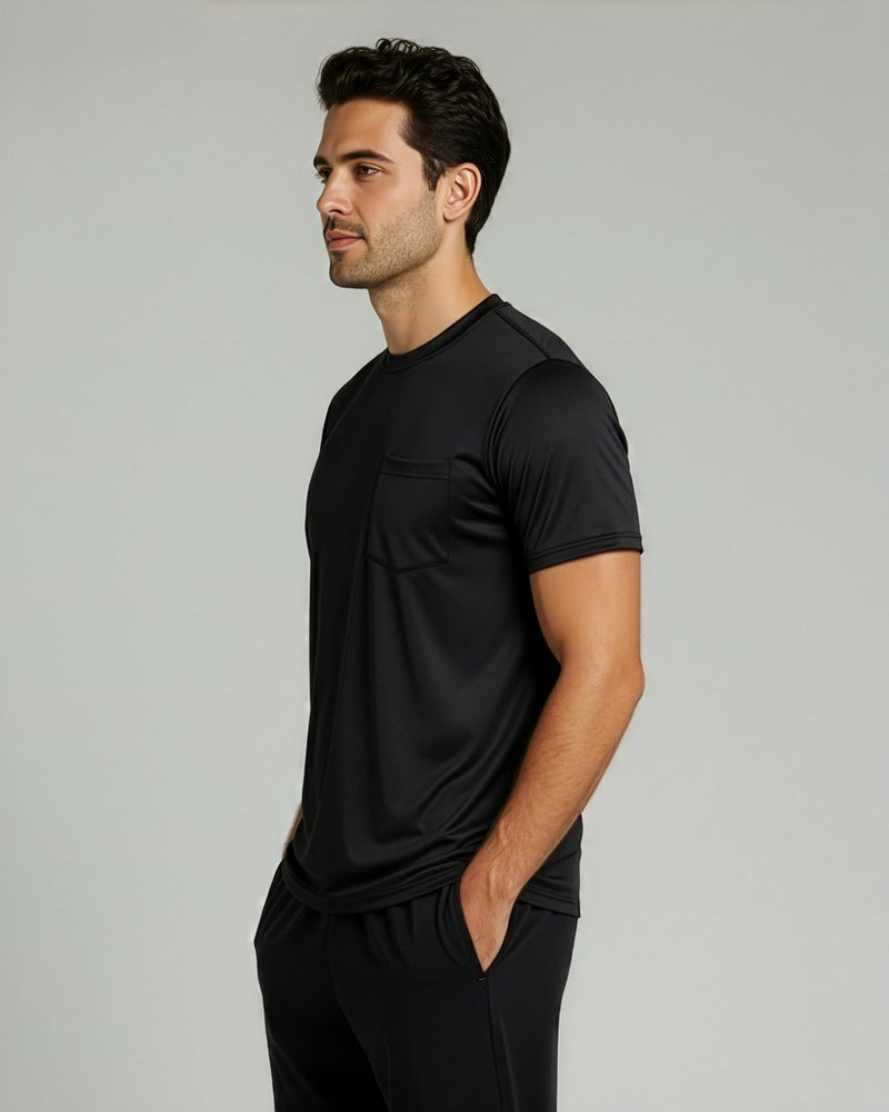 REALESSENTIALS Real Essentials 4 Pack: Men's Dry-Fit Short Sleeve Pocket Crew Performance Athletic T-Shirt-Set 1, XL - Image 5