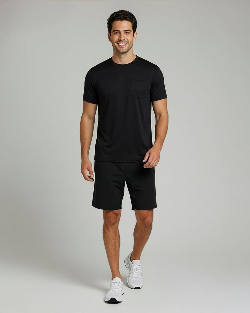 REALESSENTIALS Real Essentials 4 Pack: Men's Dry-Fit Short Sleeve Pocket Crew Performance Athletic T-Shirt-Set 1, XL - Image 3