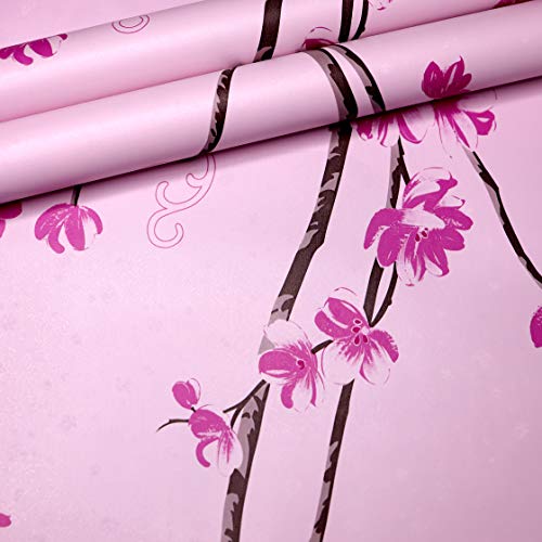 Wollzo Pink Flower with Rose Self Adhesive Wallpaper Sticker (45 x 500 cm Multicolor) - Image 5