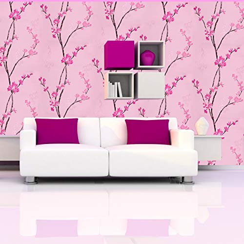 Wollzo Pink Flower with Rose Self Adhesive Wallpaper Sticker (45 x 500 cm Multicolor) - Image 3