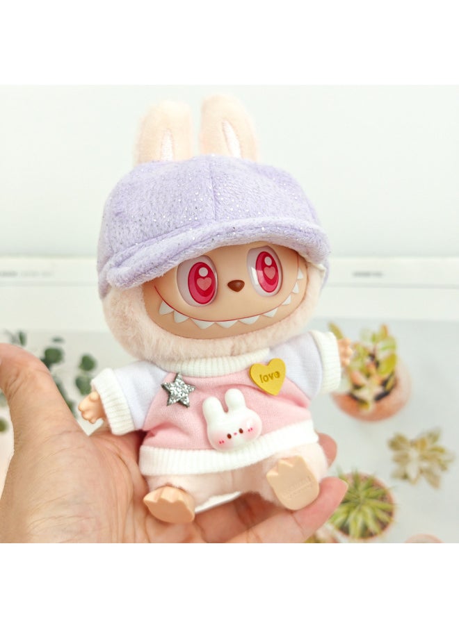 The Second Generation Labubu Plush Vinyl Blind Box Pendant Baby Clothes Replacement Sweater Duck Tongue Hat-Specifications:The First Generation And Second Generation Bull Cloth Pendant Baby Clothes (excluding Baby)-Color:Cloud Blue Sweatshirt + Blue Peaked Cap + Decorative Black Camera (excluding Baby)  - Image 5