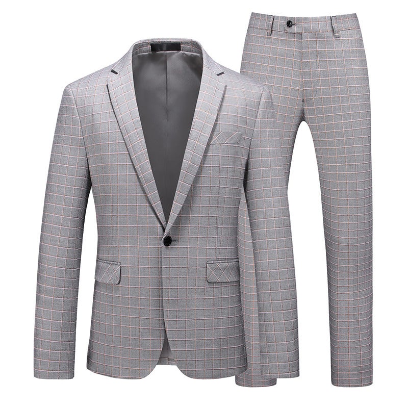 2022 Men'S Slim-Fit Gray Plaid Wool Suit Three-Piece Business Suit Wedding Banquet Business Suit - Image 4