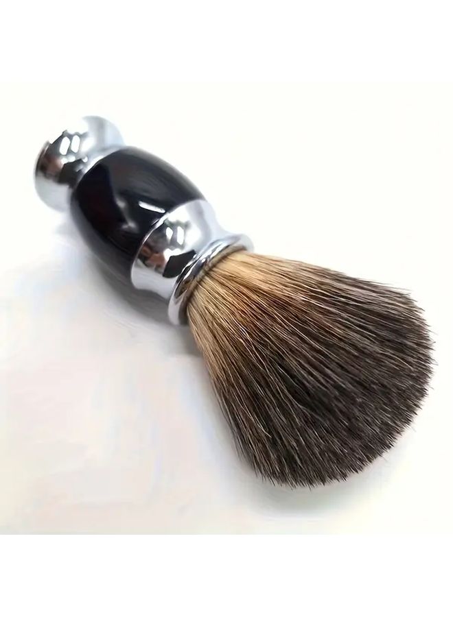 Handcrafted Badger Hair Shaving Brush 1pc Stainless Steel Handle Ergonomic Design Soft Bristles For Men Travel - Image 1
