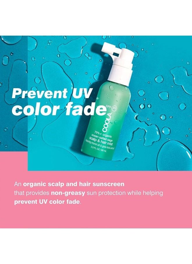 COOLA - COOLA Organic Scalp Spray & Hair Sunscreen Mist with SPF 30, Dermatologist Tested Hair Care for Daily Protection, Vegan and Gluten Free, Ocean Salted Sage, 2 Fl Oz - Image 1