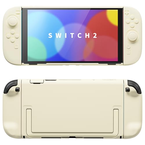 PlayVital Protective Case for Nintendo Switch 2 - Cute Dockable Hard Case Shell for Switch 2 with Thumb Grip & Sticker & Button Caps, Anti-Scratch & Shockproof Cover Skin - Antique Yellow - Image 1