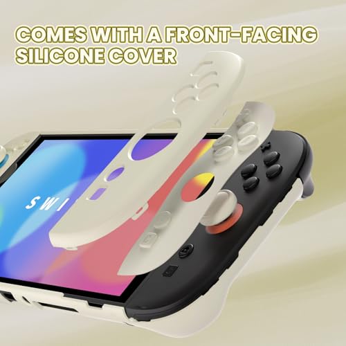PlayVital Protective Case for Nintendo Switch 2 - Cute Dockable Hard Case Shell for Switch 2 with Thumb Grip & Sticker & Button Caps, Anti-Scratch & Shockproof Cover Skin - Antique Yellow - Image 4
